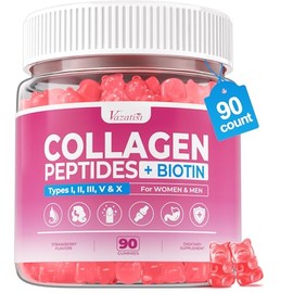 Sugar Free Collagen Gummies for Women & Men with Hydrolyzed Collagen Peptides, Biotin & Vitamin C, Multi Collagen Types I II III V X for Skin Hair Nai