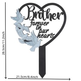 Metal Brother Memorial Stake Grave Dove Decorations for Cemetery Gravesite Sympathy Markers Waterproof Memorial Gifts for Loss of Brother Tombstones Plaque Outdoors Lawn Yard Decor (Brother)