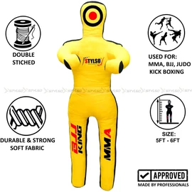 Stylso レスリング ダミー グラップリング ダミー - BJJ ダミー 柔道 空手 柔術 練習 ダミー - 詰め物なし (イエロー 5フィート / 60インチ)
