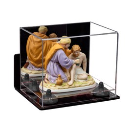 Better Display Cases Versatile Acrylic Display Case - Small Rectangle Box with Mirror, Wall Mount, Black Risers and Clear Base 8.25" x 6" x 6.75" (A003-BR)