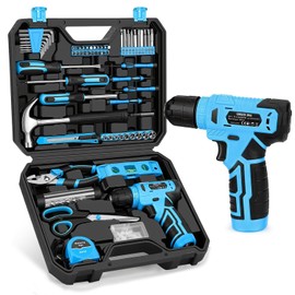 139-Piece Tool Set - Tool Kit with 8V Cordless Drill Driver in ToolBox Storage Case, General Household Drill Set for Home Repairs, Handyman, DIY Projects