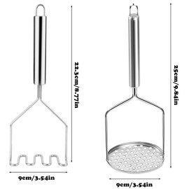 Pack of 2 Potato Masher, Potato Masher, Stainless Steel, Kitchen Potato Masher, Potato Masher, Potato Press for Mashed Potatoes, Vegetables and Fruits