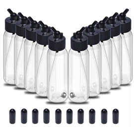 ROSEMARY 10 Pack 30ML Airbrush Plastic Bottles Jars with caps for Dual- Action Siphon Suction Feed Airbrush
