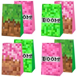 12pcs pixel Party Favor Gift Bags Goodie Bags, pixel Party Supplies for Kids Birthday Decorations