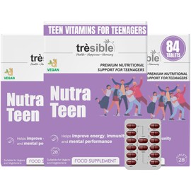 Teen Vitamins for Teenagers Boys and Girls 12-18 Years (3-Month Supply) - 25 Essential Multivitamins Vegetarian Tablets with Iron, Zinc, Folic Acid and Omega 3 - Unflavoured Teen Boy Vitamins