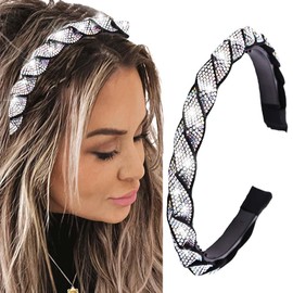 Firuilo Rhinestones Headband Bling Crystal Hairbands Fashion Sparkle Thin Hair Hoop Colorful Teeth Head Bands for Women(AB Crystal) (Type A)