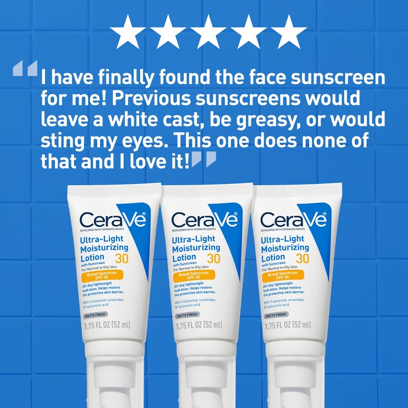 CeraVe Ultra-Light Moisturizing Lotion With SPF 30, Daily Face Moisturizer