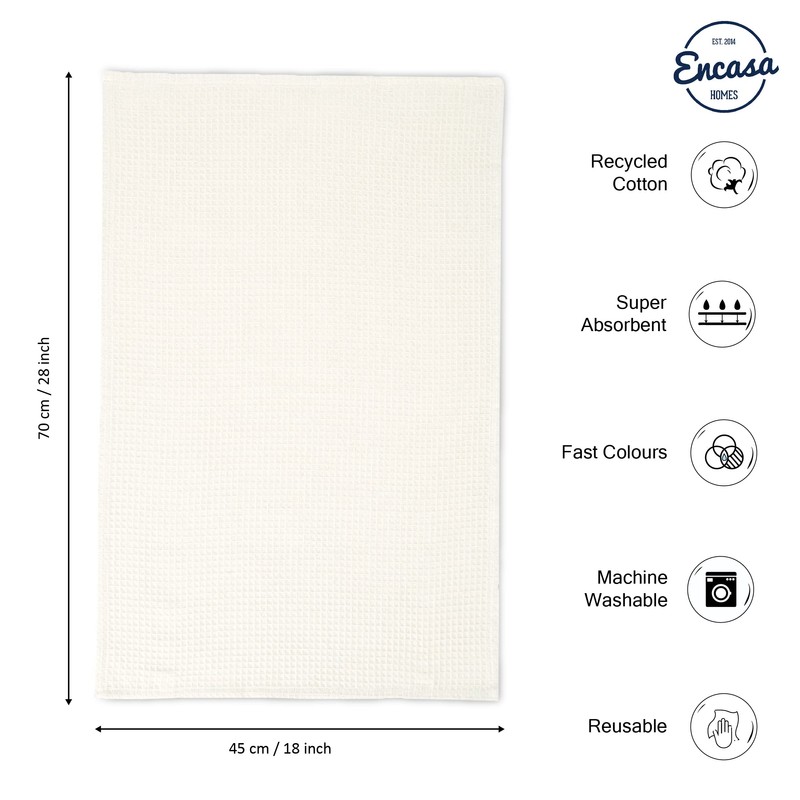 Encasa XO Kitchen Dish Towels Set | Solid Off White