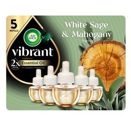 Air Wick Vibrant Plug In Scented Oil Refill,White Sage & Mahogany, 5 ct