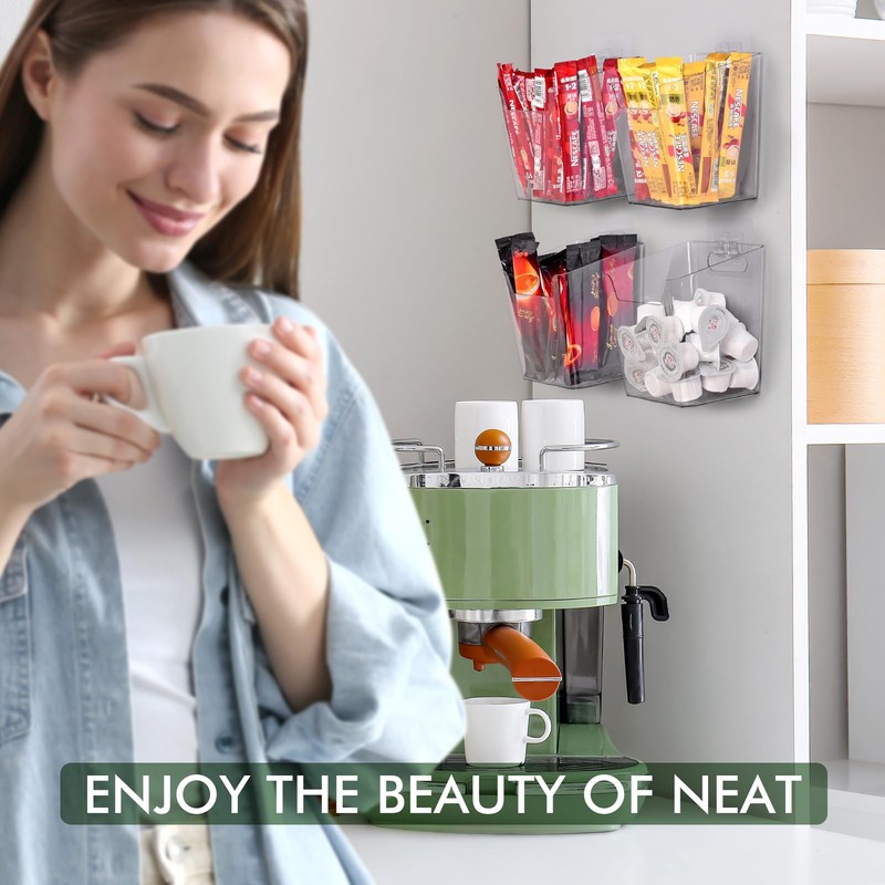 Clear Adhesive Wall Storage Bins, Large 4 Pack Cabinet Door