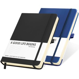 SAYEEC 2 Pack Hardcover Executive Notebook 200 Pages Lined Writing Journal Classic College Ruled Notebook Thick Paper with Inner Pocket for Work Note Taking Office School Medium 14×21 cm(Black Blue)