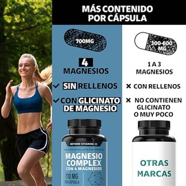 Beyond Vitamins | Magnesio Complex | CON 4 MAGNESIOS: Citrato, Glicinato, Gluconato y Óxido de Magnesio| 710 mg Puro por Cápsula | Suplemento Alimenti