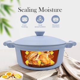 AIKENBBKK 5 Quart Lightweight Dutch Oven Pot with Lid, Ceramic Cooking Pot Nonstick, Aluminum Cookware for Stews Braising and Frying, Induction Pot for All Stoves, Stay-Cool Handle, PFOA Free, Blue