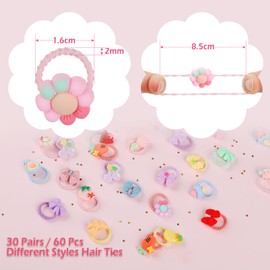 Girl Hair Ties, Hianjoo 60 Pcs 30 Pairs Baby Hair Ties for Toddler Girls Small Rubber Bands with Elastic Loop Ponytail Ties Colorful Soft Pigtail Holders Accessories for Infants Toddlers Girls Kids