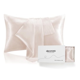 Deconovo 100% Mulberry Silk Pillowcase for Hair & Skin - 22 Momme, 6A Grade, Premium Smooth Queen Pillowcase with Envelope Closure - Ideal, 1pc (20"x36", Coral)