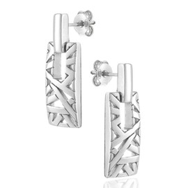 Women's Stud Earrings 925 Silver Rectangular Gift Box Gift Best Friend, Silver