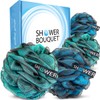 Loofah-Charcoal Bath-Sponge-Blue-Green XL-75g by Shower Bouquet - Extra Large 4