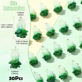 LiQunSweet - 30 dijes de resina de repollo de imitación de color AB color verde vegetal para bricolaje, joyería, collares, pulseras, arete, bolsas, llavero para decoración