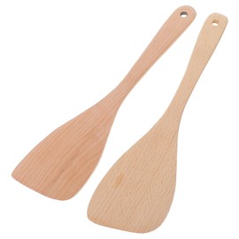 Mabor 2Pcs Wooden Spatulas for Cooking, 12.59 inch Uncoated Wood Turners Natural Wooden Spatula Cooking Utensils Kitchen Spatulas Wooden Cooking Utensils for Non Stick Cookware