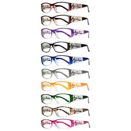 EYEBOGO Kaylee Stylish Reading Glasses for Women - Women's Reading Glasses with Timeless Design - (10-Pack, 5.00)