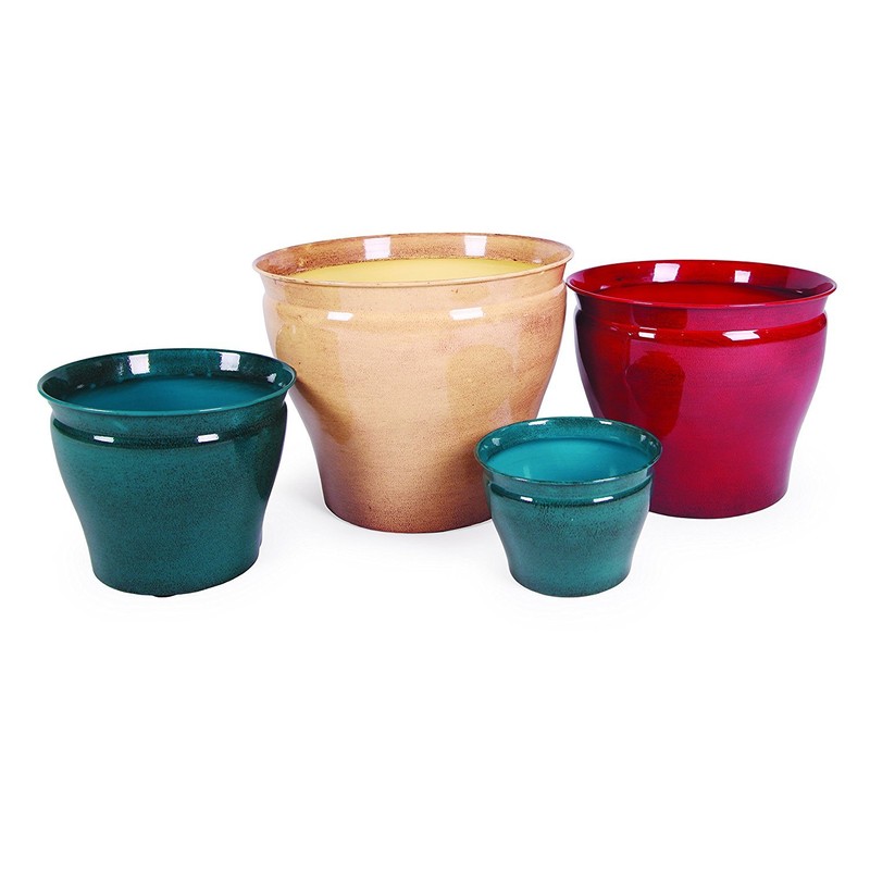 Robert Allen MPT01599 Avery Classic Ironstone Metal Planter Flower Pot,