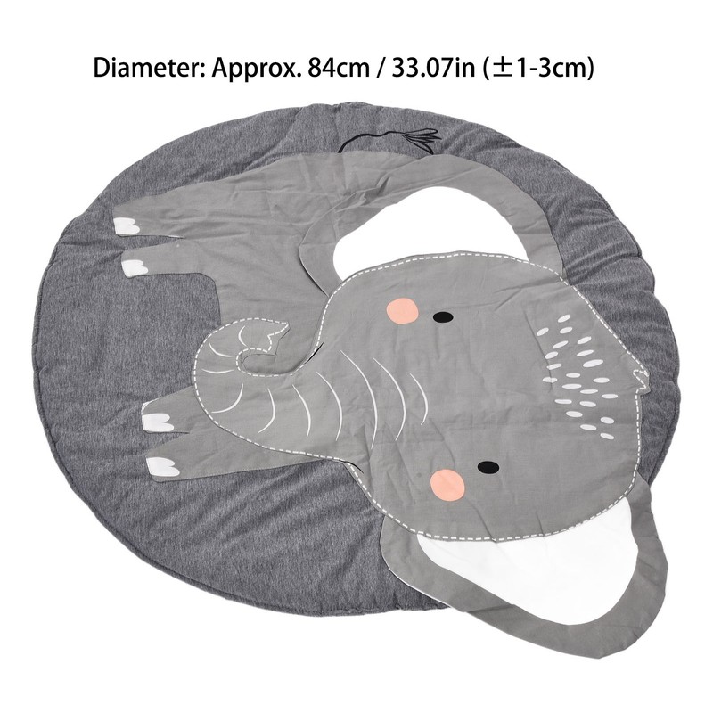 Baby Play Mat Round Cartoon Elephant Pattern Soft Cotton Decoration