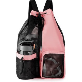Slzhds Bolsas de Malla para Natación, Bolsa Natacion Mujer y Hombre con Cordón, Bolsillo Húmedo y Cremallera Impermeable, para Almacenamiento la Playa, Natación Gimnasio Equipamiento de Natación
