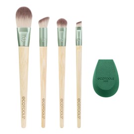 EcoTools Limited Edition Dash of Glow Kit, Makeup Brush & Makeup Sponge Kit, For Foundation & Eyesahdow, Eco-Friendly Makeup Tools, Cruelty-Free, 5-Piece Gift Set