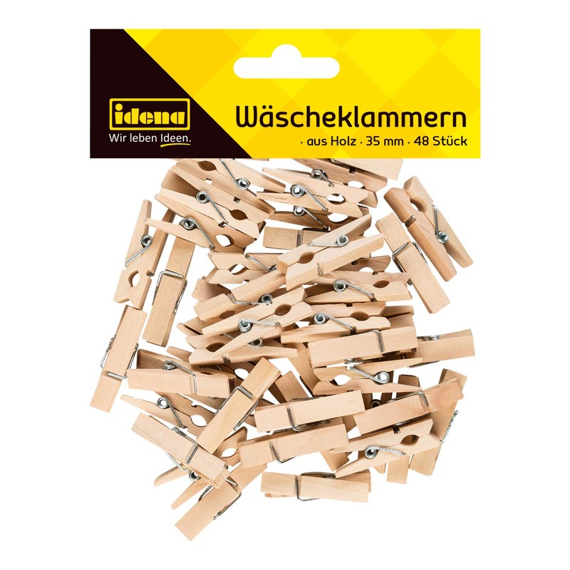 Idena 63134 Mini Wooden Clothes Pegs, Pack of 48, Approx.