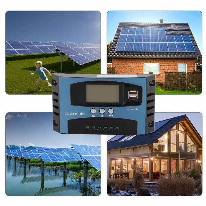 Solar Charge Controller 12V 24V Intelligent Identification MPPT Charging LCD