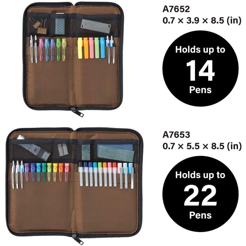 Lihit Lab A7652-24 Flat Pen Case, Black