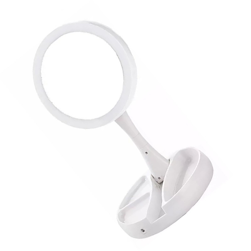 Foldable Makeup Mirror Round Vanity Mirror With LED Light 10X