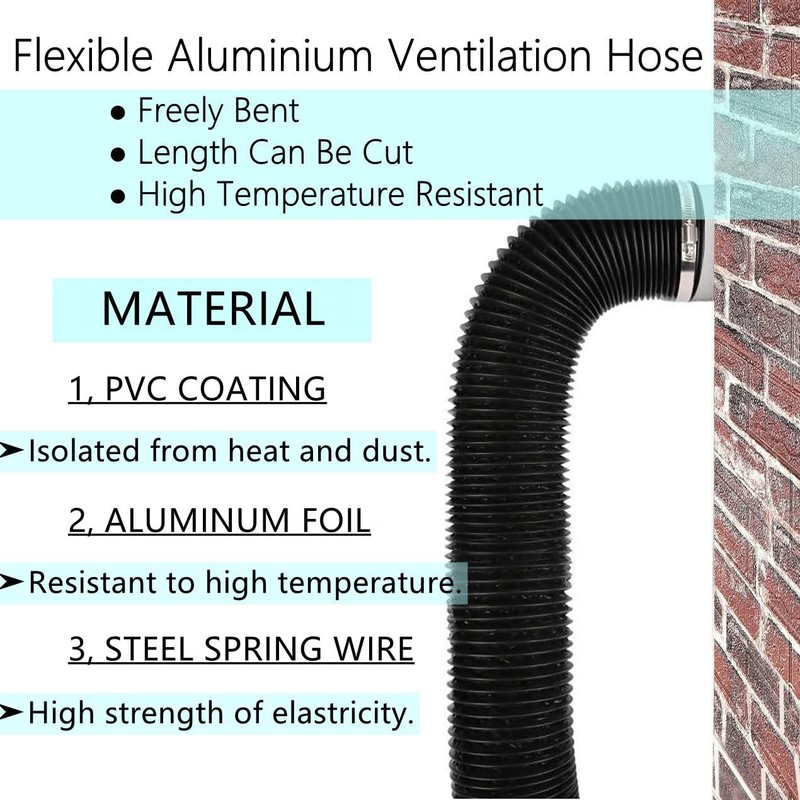 JSIXASO Exhaust Hose, Ventilation Hose, Length 3 m - 125