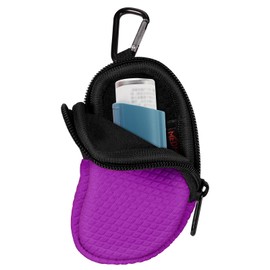 MEDMAX Neoprene Asthma Inhaler Holder, Protective Portable Travel Handy Holster, Lightweight Carrying Case with Carabiner Clip and Mesh Pocket Inside, Inhaler Not Included (Case Only) (Purple)