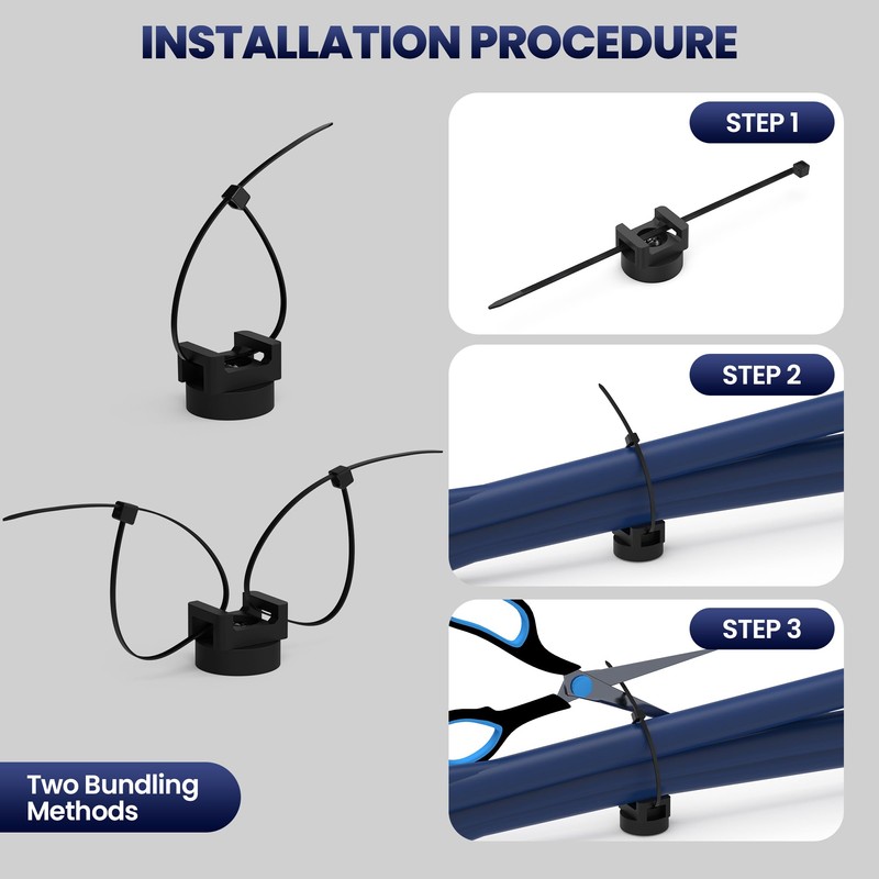 10 Pack Magnetic Zip Tie Mount with Rubber Coating, Strong