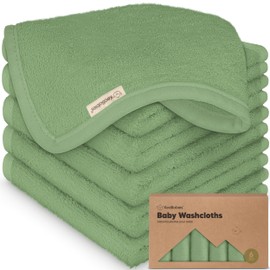 6-Pack Soft Baby Washcloths, Viscose from Bamboo - Kids, Newborn Bath Towels, Infant Shower, Toddler Reusable Face Towel, Gentle on Skin, Face Wash Cloths for Babies, 10x10 (Meadow Green)