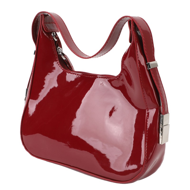 Women Underarm Bag Fashionable Glossy Surfaces PU Leather Shoulder Messenger