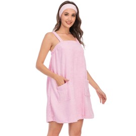 Women’S Spa Body Wrap for Shower and Bath with Pockets, Fast Dry and Absorbing (XL,Pink)