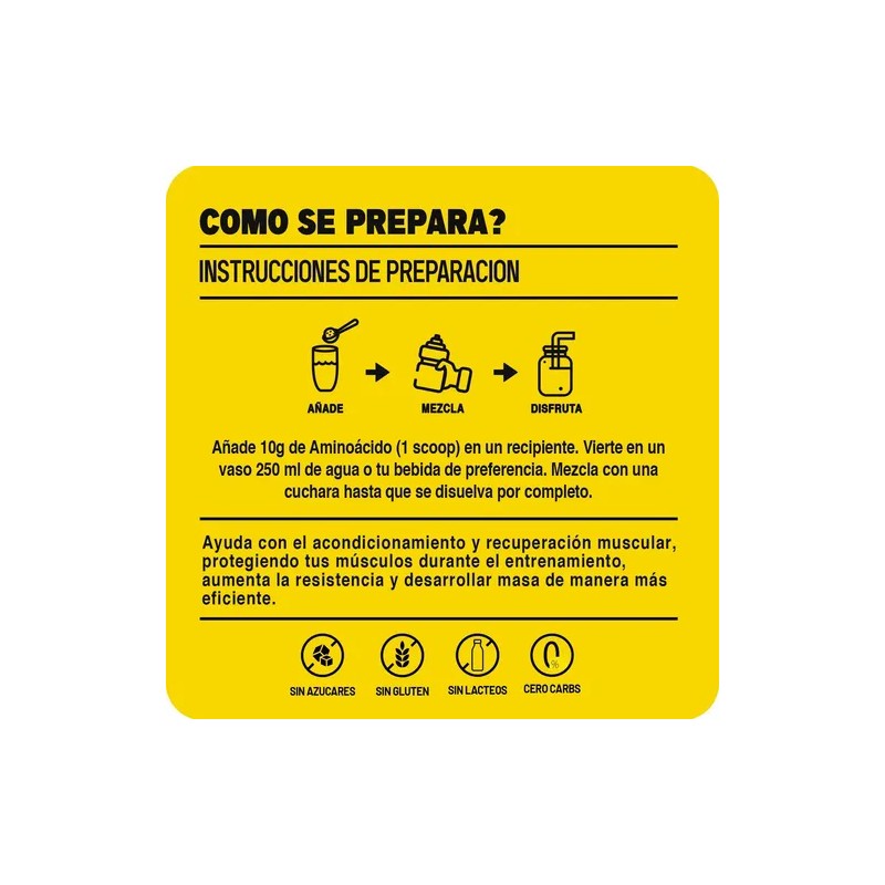Aminoácidos Deportivos Mr. Yellow Naranja Sin Gluten 1g