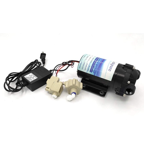 Geekpure Reverse Osmosis Booster Pump Kit with Transformer + High and Low Pressure Switches + Fittings for 50-150 GPD RO System