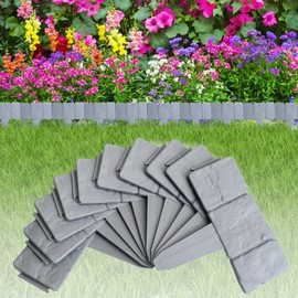 Garden Landscape Edging Borders,16 Ft Plant Flower Bed Decorative,20 PCS Plastic Fencing Lawn Border,Imitation Stone Effect Fence,Interlocking Lawn Edge for DIY Outdoor Patio Balcony Yard Landscaping
