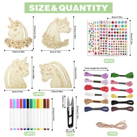 FIHODONE Pack of 12 Unicorn Craft Sets for Children, Unicorn Wooden Craft Children for Painting, Craft Set Children, Crafts Children's Birthday, Unicorn Children's Birthday Crafts for DIY Decoration,