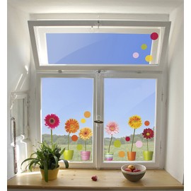 Home Decor Line CR-64003 Gerberas Flowers Window Decals, Multi-Color