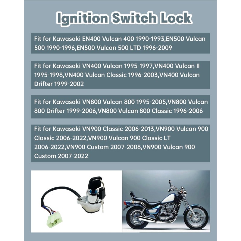 OWNDR Ignition Switch with Keys Fit for Kawasaki EN400 EN500