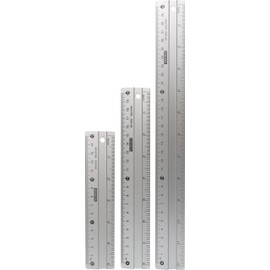 Anti- Slip Aluminum Rulers for Drawing, Set of 3 Pieces (6, 8 and 12 inch) - Centimetres and Inch Scales for Precise Work, School and Home