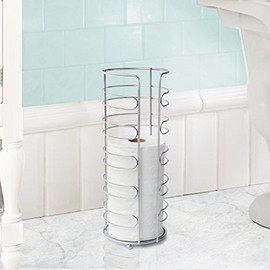 Inspired Living TOILET PAPER HOLDER RESERVE STAND TP TOWER, Harrow, SILVER