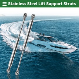 Motoforti 10inch/254mm 20lb/90N/9kg Stainless Steel Lift Support Struts Ball Joint Gas Spring for Boat Marine Hatch Cover Storage Lid Toolbox Cover 2 Pcs