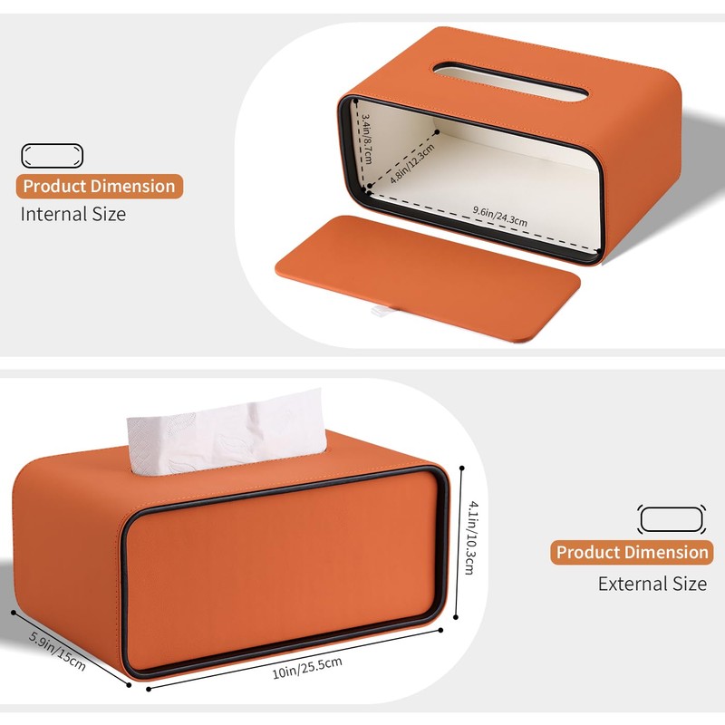 GORESE Tissue Box, Leather Rectangular Cosmetic Tissue Box, Paper Tissue