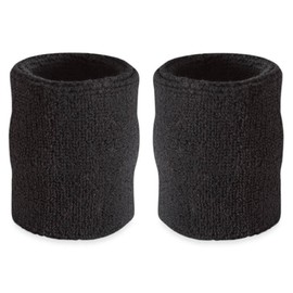 Suddora Arm Sweatbands, Absorbent and Breathable Thick Cotton Bands for Working Out, Gymnastics, Basketball, Tennis, and Football, Multiuse 4-inch Wristbands for Costumes and Cosplay, Black