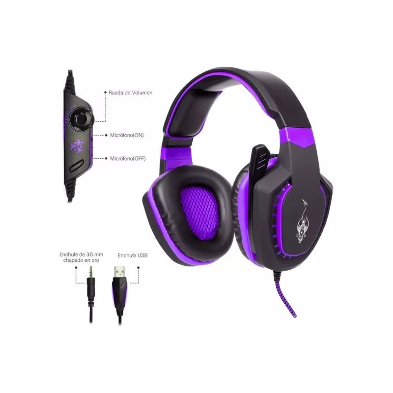 EGTMA Audifonos Profesional Diadema Gamer Usb Audio Led
